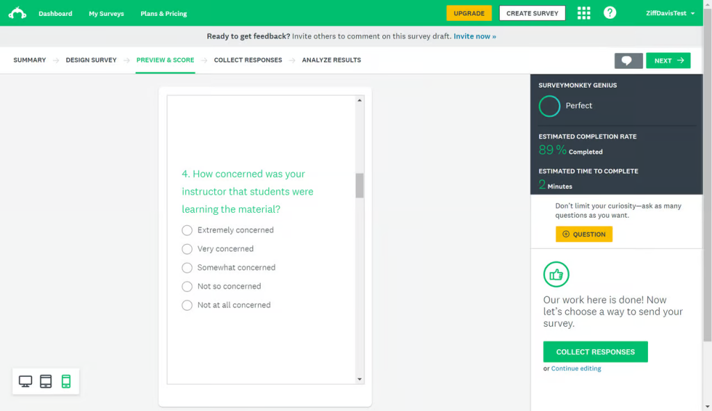 SurveyMonkey feedback collection